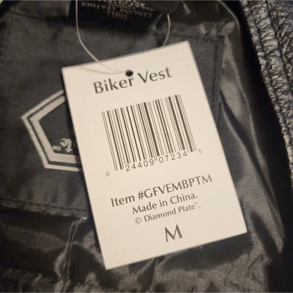 DIAMOND PLATE NWT MENS 100% AUTHENTIC LEATHER LACED BIKER VEST SIZE MEDIUM - Picture 8 of 11